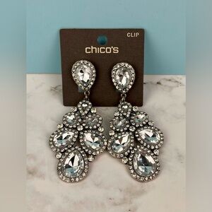 Chico's Jacelyn Crystal Chandelier Clip-On Earrings
